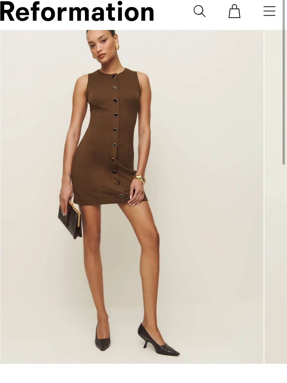 Reformation Cheri Knit Dress Brown - Size S